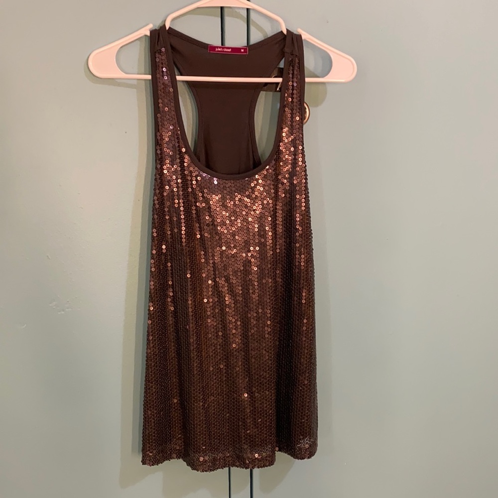 Grey sequin racer back tank